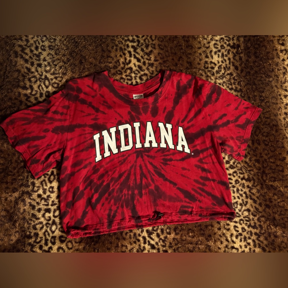 PINK Victoria's Secret Red Tie-Dye Crop Top
